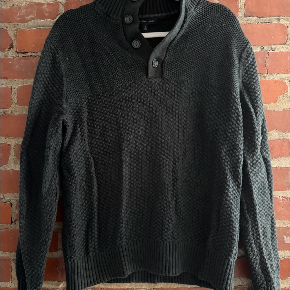 Banana Republic Dark Green Knit Mock Neck Sweater